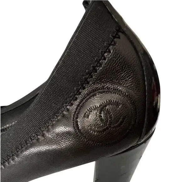 Chanel Black Interlocking CC Logo Leather Pumps, IT38/US8 - Picture 6 of 8